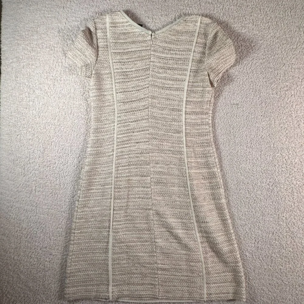 St John Womens Midi Dress Tweed Wool Blend Cream Sz 6 Made in USA Luxury Formal - Picture 7 of 12